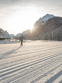 Langlaufloipe nach Pederü in der Dolomiten